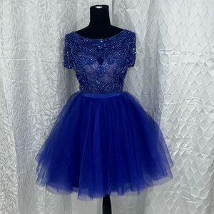 Royal blue fit and flair formal bedded size 2 Sherri hill dress